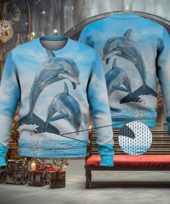Dolphin Ocean Blue Sky 3D Full Print Ugly Sweater Christmas Gift Sweater