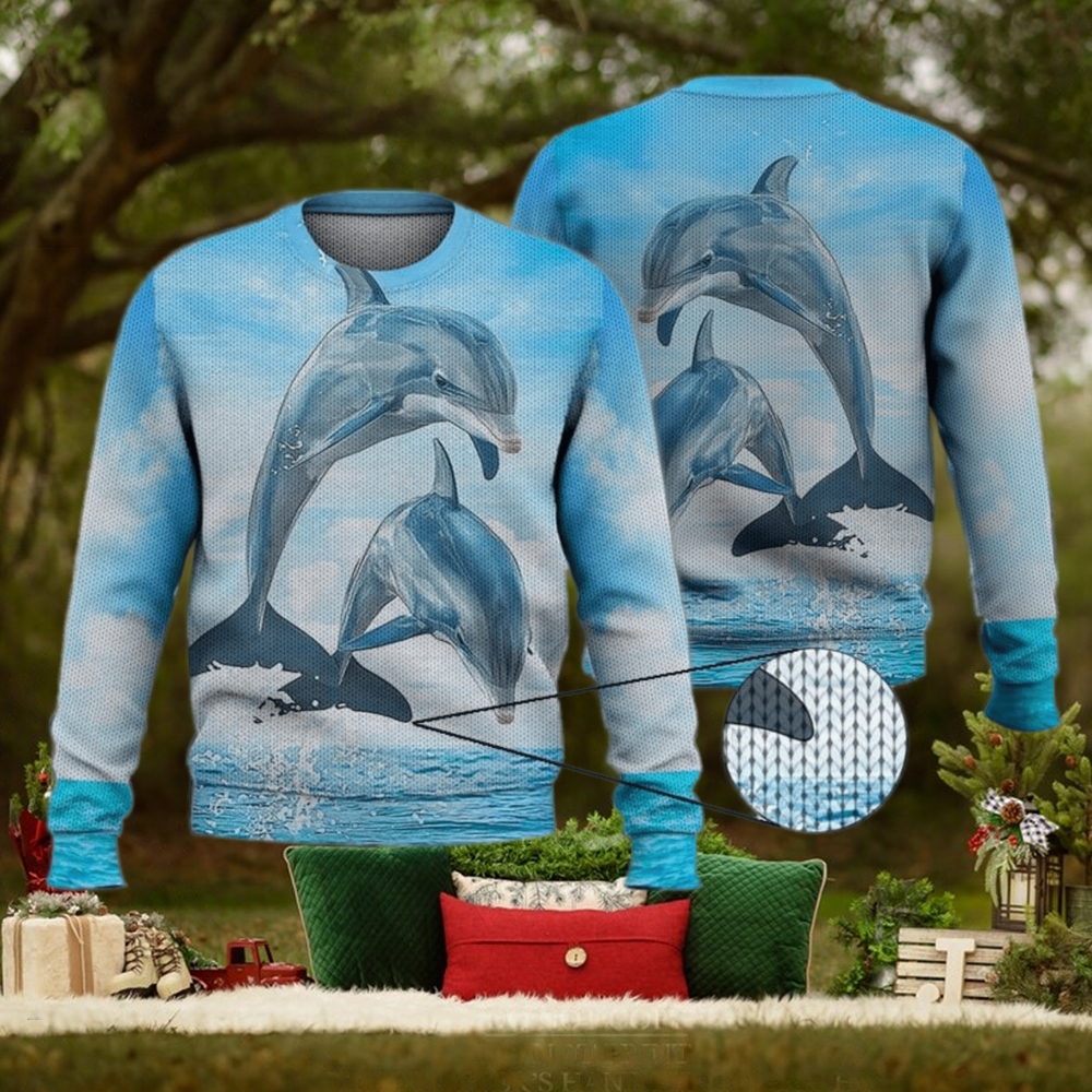 Dolphin Ocean Blue Sky 3D Full Print Ugly Sweater Christmas Gift Sweater Dolphin Ocean Blue Sky 3D Full Print Ugly Sweater Christmas Gift Sweater