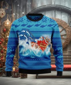 Dolphin Riding The Waves With Santa Ugly Sweater For Christmas