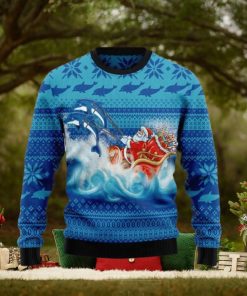 Dolphin Riding The Waves With Santa Ugly Sweater For Christmas