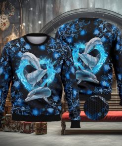 Dolphins Heart 3D Full Print Ugly Sweater Christmas Gift Sweater