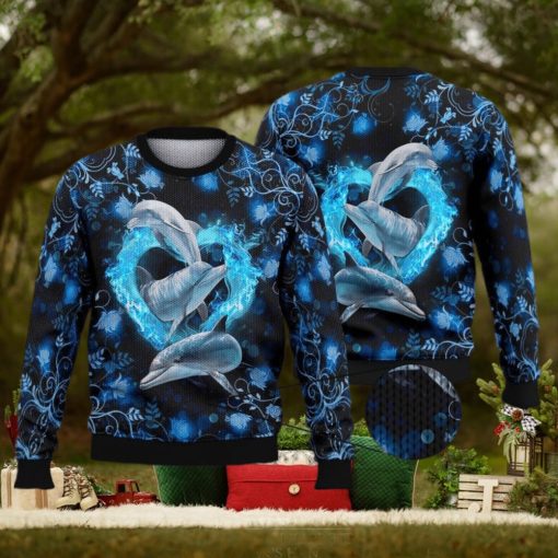 Dolphins Heart 3D Full Print Ugly Sweater Christmas Gift Sweater