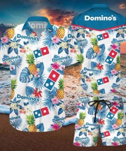 Domino’s Pineapple Kitchen Tropical Flower Aloha Hawaiian Shirt & Short For Men And Women