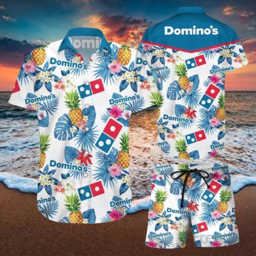 Domino’s Pineapple Kitchen Tropical Flower Aloha Hawaiian Shirt & Short For Men And Women