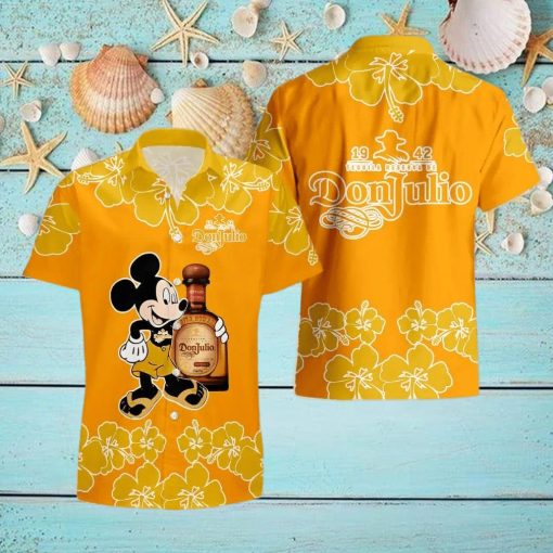 Don Julio Mickey Mouse Hibicus Flower Gift Hawaiian Set Shirt