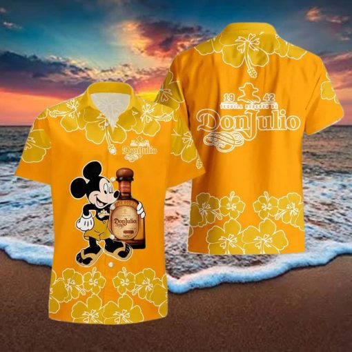 Don Julio Mickey Mouse Hibicus Flower Gift Hawaiian Set Shirt