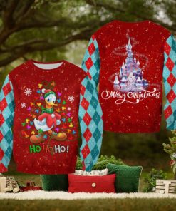 Donald Duck Pattern Xmas Red Blue Christmas Disney Cartoon Sweaters Matching Christmas Shirt For Family