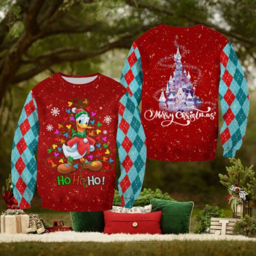 Donald Duck Pattern Xmas Red Blue Christmas Disney Cartoon Sweaters Matching Christmas Shirt For Family