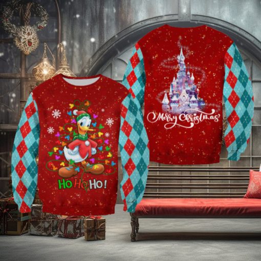 Donald Duck Pattern Xmas Red Blue Christmas Disney Cartoon Sweaters Matching Christmas Shirt For Family