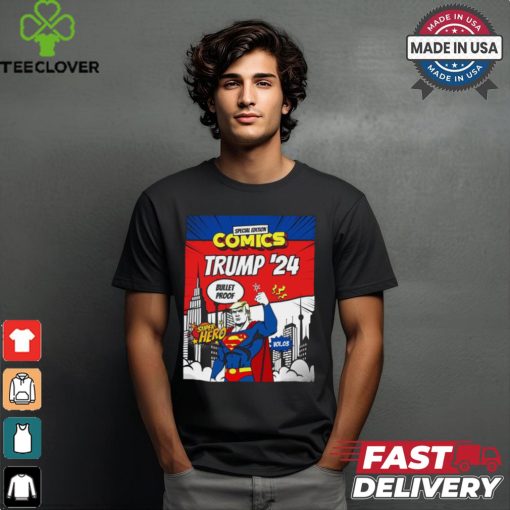 Donald Trump ’24 Super Hero Bullet Proof Special Edition Comics Poster t shirt