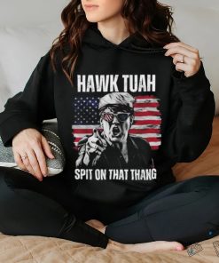 Donald Trump Hawk Tuah Spit On That Thang American Flag T shirt