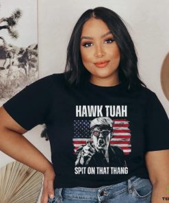 Donald Trump Hawk Tuah Spit On That Thang American Flag T shirt