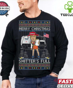 Donald Trump Merry Christmas Shitters Full Funny Ugly Christmas Sweatshirt