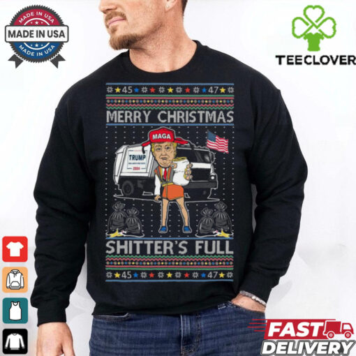 Donald Trump Merry Christmas Shitters Full Funny Ugly Christmas Sweatshirt