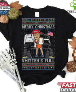 Donald Trump Merry Christmas Shitters Full Funny Ugly Christmas Sweatshirt