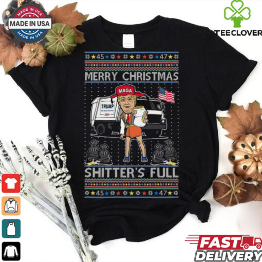 Donald Trump Merry Christmas Shitters Full Funny Ugly Christmas Sweatshirt