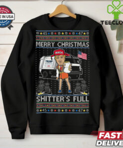 Donald Trump Merry Christmas Shitters Full Funny Ugly Christmas Sweatshirt