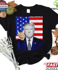 Donald Trump and Cat Political USA flag election 2024 shirt
