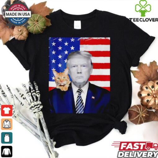 Donald Trump and Cat Political USA flag election 2024 shirt