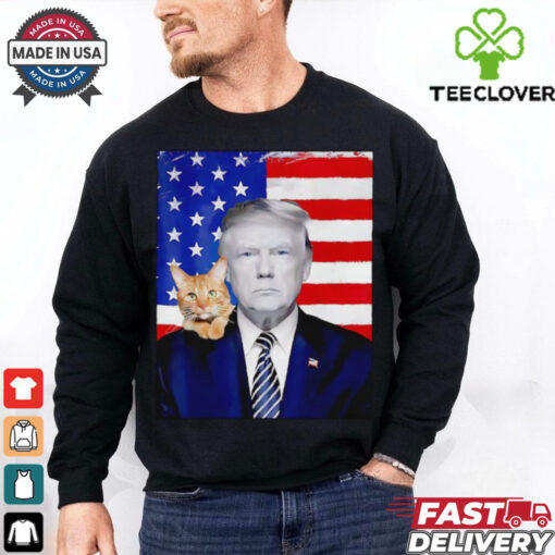 Donald Trump and Cat Political USA flag election 2024 shirt