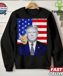 Donald Trump and Cat Political USA flag election 2024 shirt