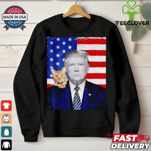 Donald Trump and Cat Political USA flag election 2024 shirt