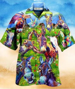 Donkey Be Smart Be Badass In Green Grass Hawaiian Shirt