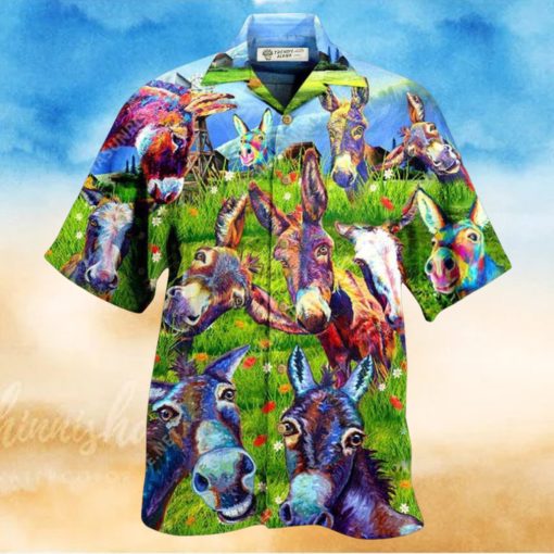 Donkey Be Smart Be Badass In Green Grass Hawaiian Shirt