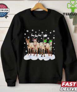Donkey Christmas santa hat farmer shirt