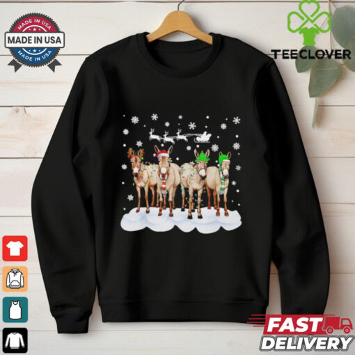 Donkey Christmas santa hat farmer shirt