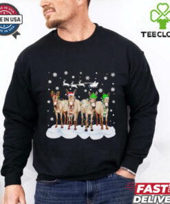 Donkey Christmas santa hat farmer shirt