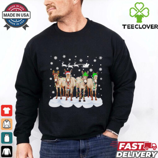 Donkey Christmas santa hat farmer shirt