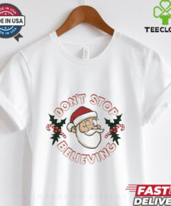 Don’t Stop Believing head Santa shirt