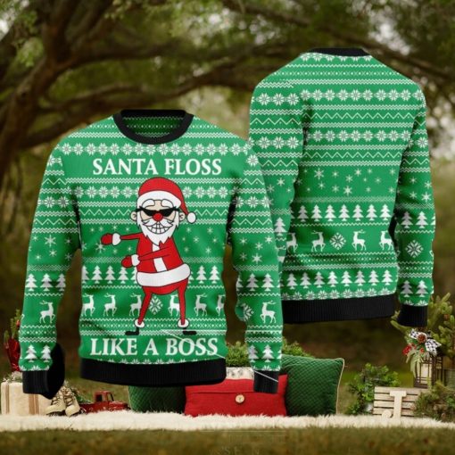 Santa Floss Like A Boss Ugly Christmas 3D Sweater