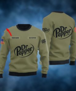 Dr Pepper Flag Military Personalized Green Christmas Sweater