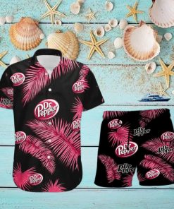 Dr Pepper Palm Leaves Tropical Hawaiian Shirt And Shorts Unique Summer Gift