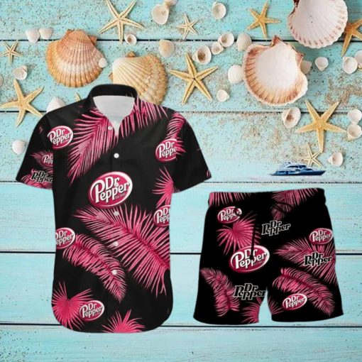 Dr Pepper Palm Leaves Tropical Hawaiian Shirt And Shorts Unique Summer Gift