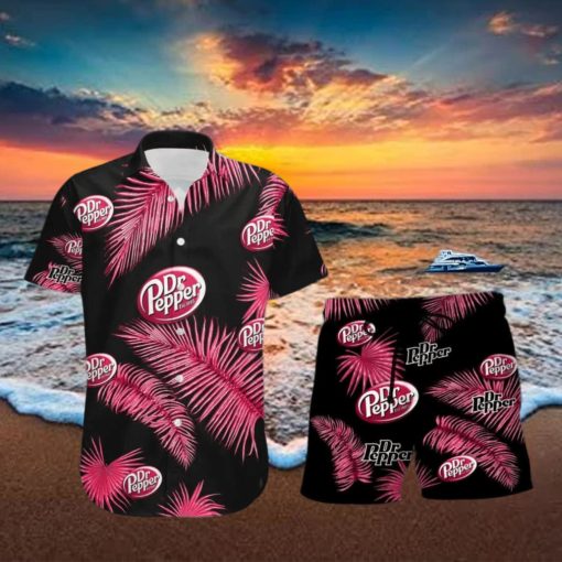 Dr Pepper Palm Leaves Tropical Hawaiian Shirt And Shorts Unique Summer Gift