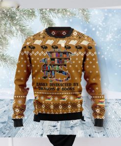 Dragon And Book Christmas Graphic Sweater