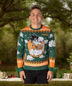 Dragon Ball Z Men's Kid Goku On Cloud Nimbus Ugly Christmas Sweater