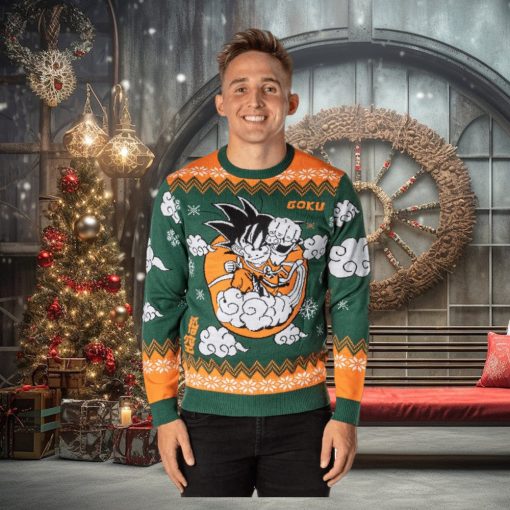 Dragon Ball Z Men's Kid Goku On Cloud Nimbus Ugly Christmas Sweater