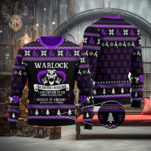 Dragon Classes Warlock Ugly Christmas Sweater The Warlock Ugly Christmas Game All Over 3D Gift For Men Women