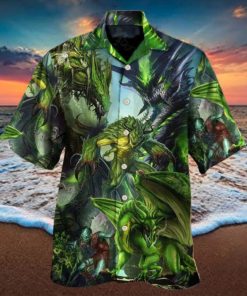 Dragon Green Skull Lover Art Style Hawaiian Shirt