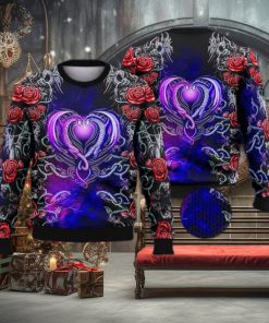 Dragon Love Roses Trending Shirts For Friends 3D Ugly Sweater Christmas Gift Sweater