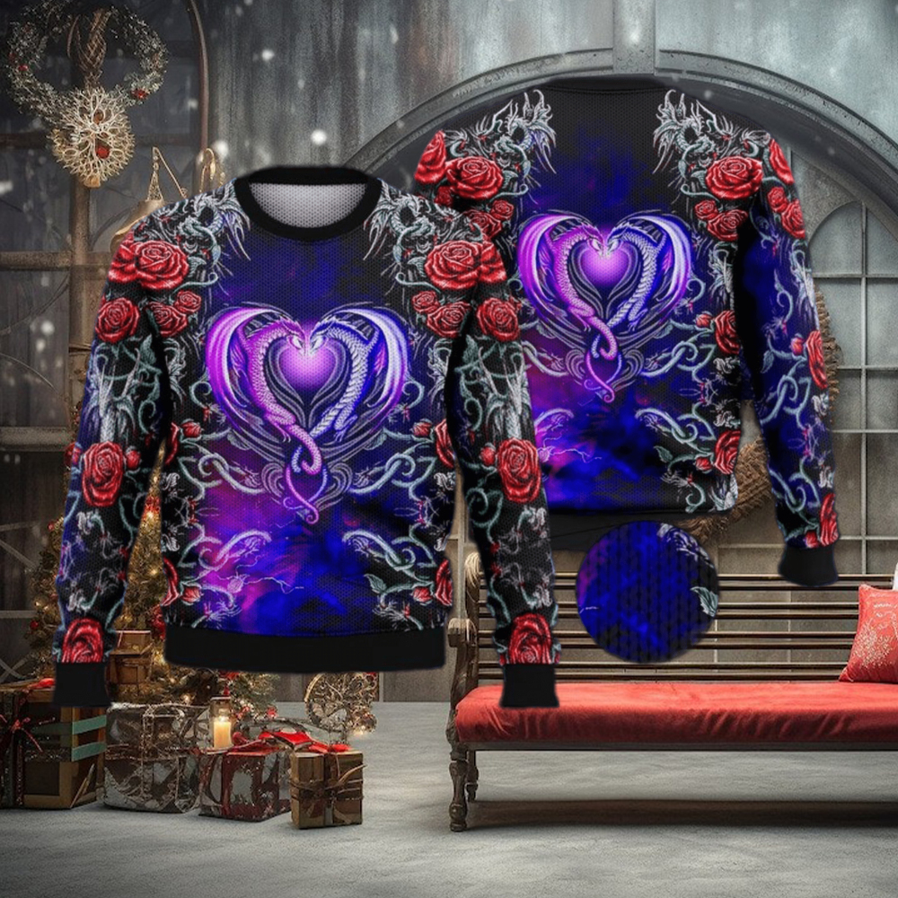 Dragon Love Roses Trending Shirts For Friends 3D Ugly Sweater Christmas Gift Sweater Dragon Love Roses Trending Shirts For Friends 3D Ugly Sweater Christmas Gift Sweater