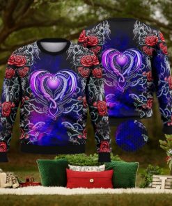 Dragon Love Roses Trending Shirts For Friends 3D Ugly Sweater Christmas Gift Sweater