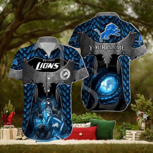Dragon Pattern Detroit Lions Personalized Hawaiian Shirt
