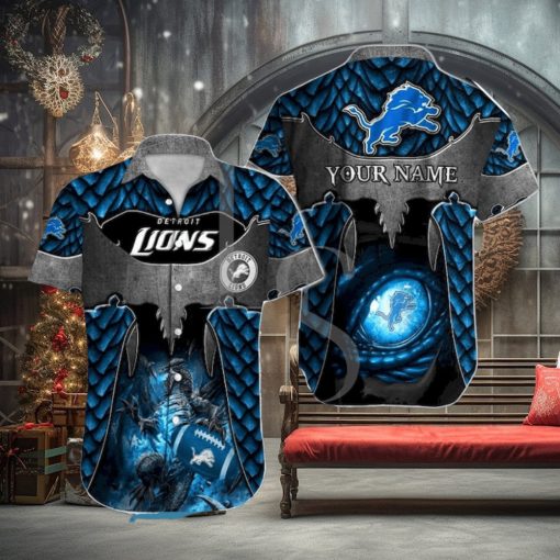 Dragon Pattern Detroit Lions Personalized Hawaiian Shirt