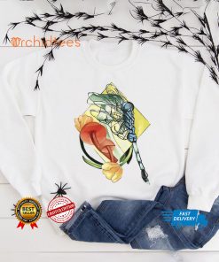 Dragonfly Mushroom And Tulips Flowers Flying Insect Fungi Shirt