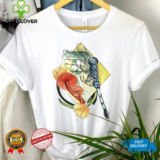 Dragonfly Mushroom And Tulips Flowers Flying Insect Fungi Shirt